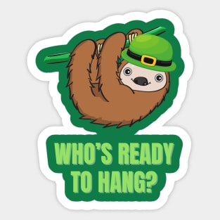 Green Sloth St. Patrick's Day Sticker